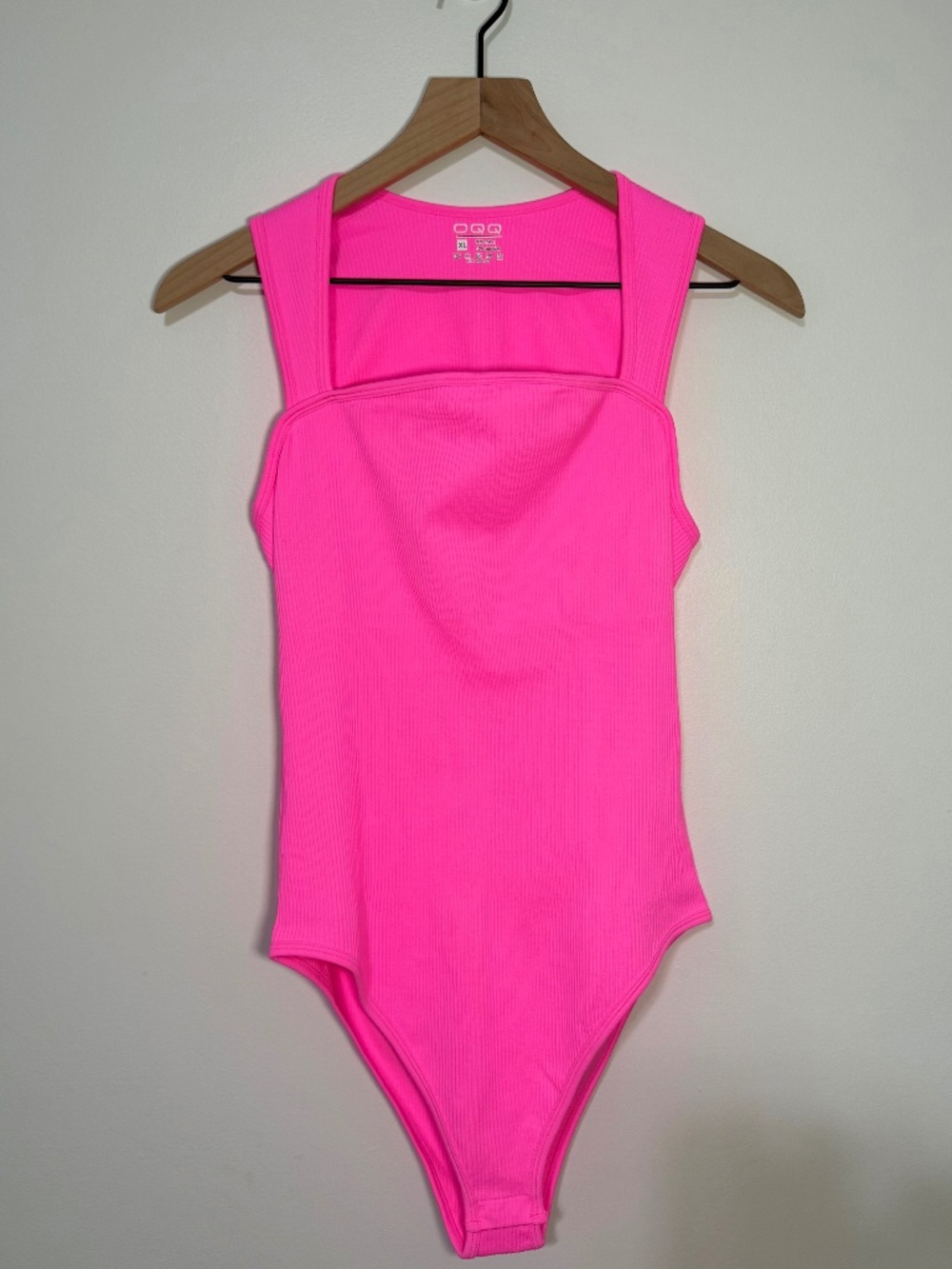 OQQ Pink Ribbed Bodysuit